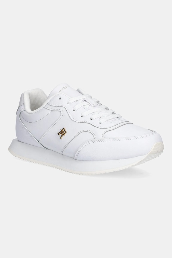 Δερμάτινα sneakers Tommy Hilfiger LEATHER RUNNER πλατφόρμα λευκό FW0FW08696