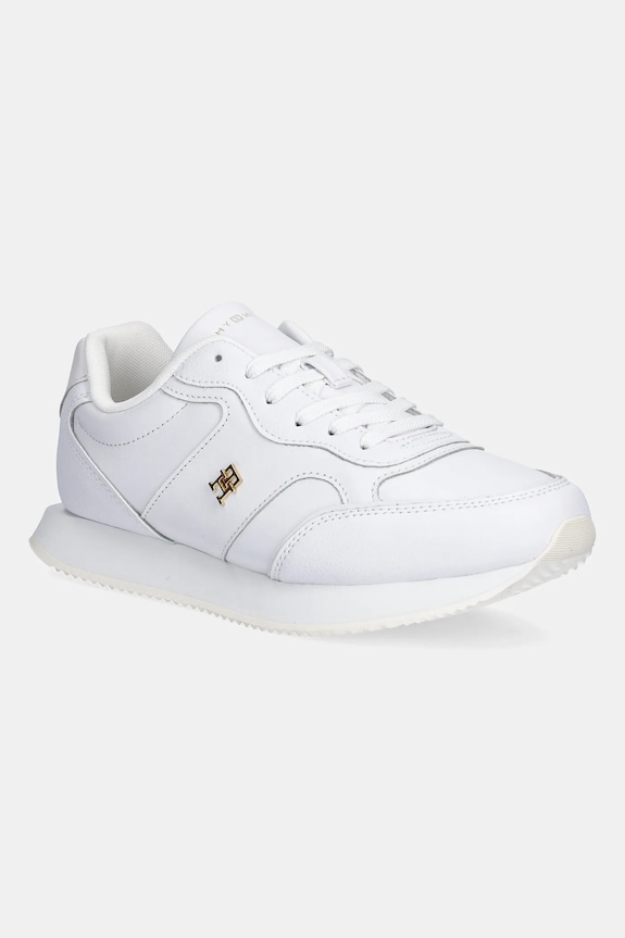 Δερμάτινα sneakers Tommy Hilfiger LEATHER RUNNER πλατφόρμα λευκό FW0FW08696