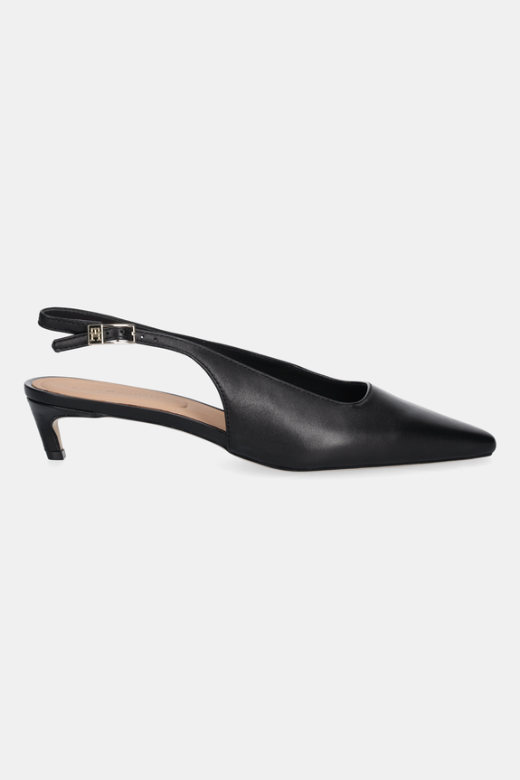 Kožené lodičky Tommy Hilfiger SQUARED TOE KITTEN SLINGBACK FW0FW08711 černá AW25