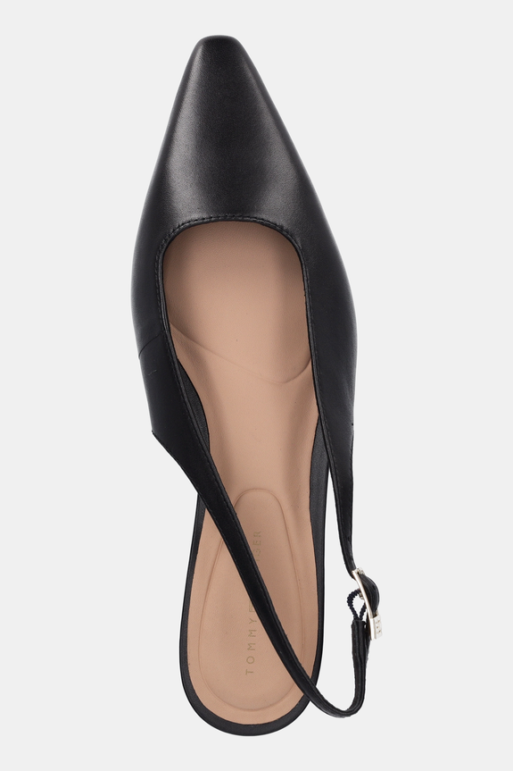 Kožené lodičky Tommy Hilfiger SQUARED TOE KITTEN SLINGBACK černá FW0FW08711
