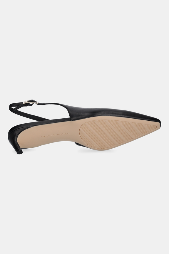 Kožené lodičky Tommy Hilfiger SQUARED TOE KITTEN SLINGBACK FW0FW08711 černá