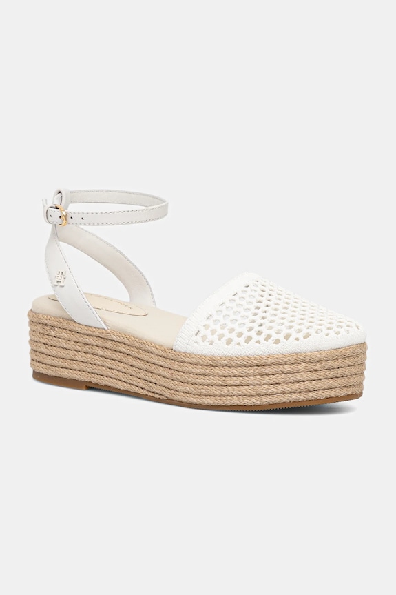 Tommy Hilfiger espadryle KNIT MESH ESPADRILLE PLATFORM tekstylny biały FW0FW08743