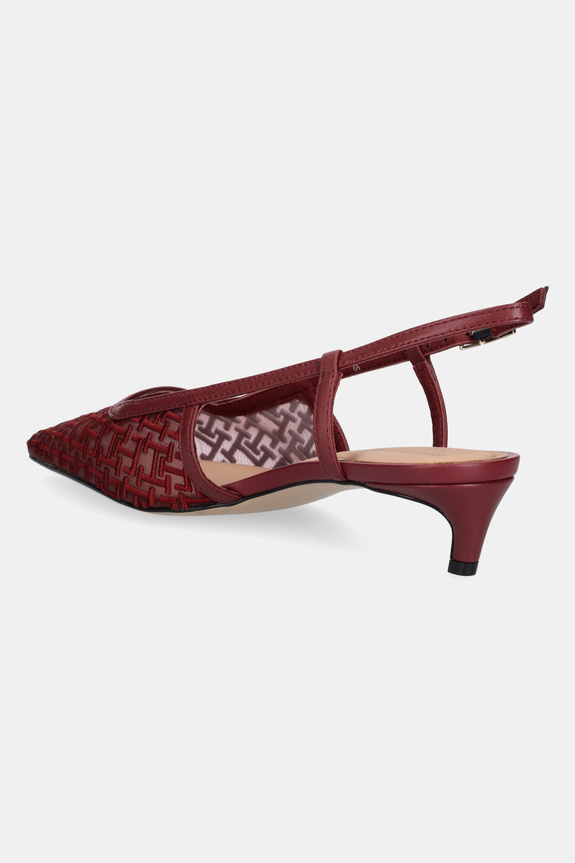 Boty Lodičky Tommy Hilfiger MONO SQUARED TOE KITTEN SLINGB FW0FW08746 burgundské