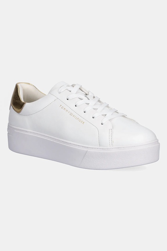 Tommy Hilfiger sneakersy skórzane ESSENTIAL PLATFORM COURT SNEAKER platforma biały FW0FW08756