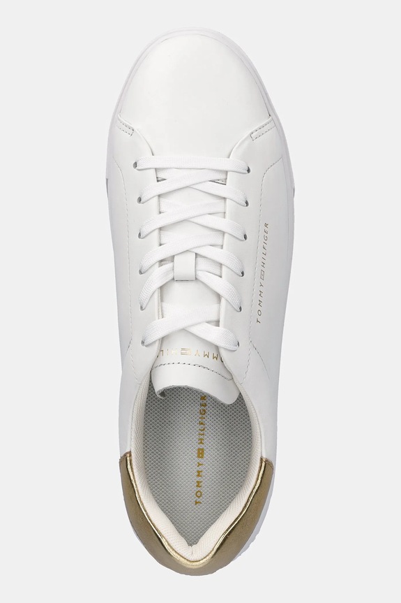 Tommy Hilfiger sneakersy skórzane ESSENTIAL PLATFORM COURT SNEAKER biały FW0FW08756
