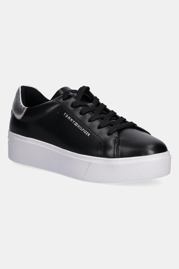 Tommy Hilfiger sneakersy skórzane ESSENTIAL PLATFORM COURT SNEAKER platforma czarny FW0FW08756