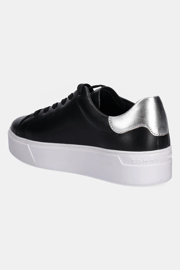 Obuwie Tommy Hilfiger sneakersy skórzane ESSENTIAL PLATFORM COURT SNEAKER FW0FW08756 czarny