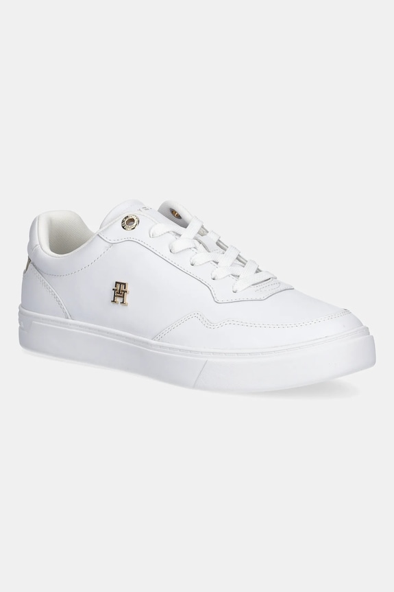 Δερμάτινα sneakers Tommy Hilfiger ESSENTIAL ELEVATED COURT SNEAKER φλατ λευκό FW0FW08758