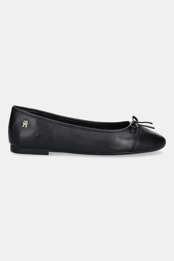 Tommy Hilfiger baleriny skórzane TOE CAP LEATHER BALLERINA FW0FW08759 czarny AW25