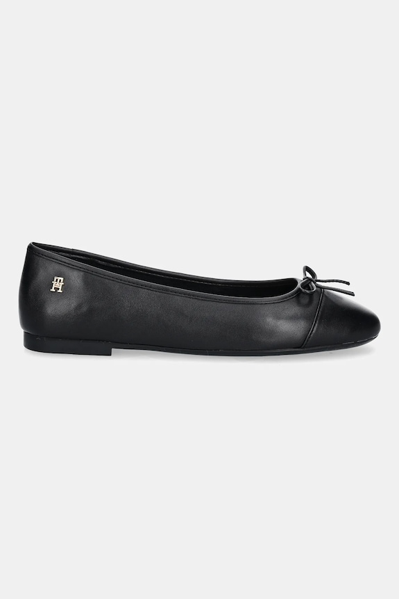 Tommy Hilfiger baleriny skórzane TOE CAP LEATHER BALLERINA FW0FW08759 czarny AW25