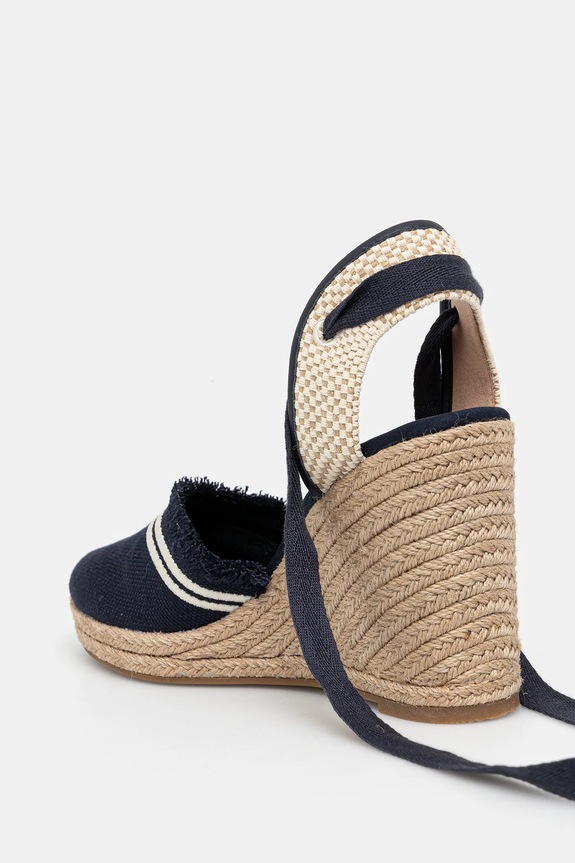 Obuv Espadrilky Tommy Hilfiger FRINGE CANVAS HIGH WEDGE FW0FW08878 tmavomodrá