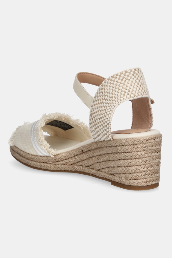 Boty Sandály Tommy Hilfiger FRINGE CANVAS MEDIUM WEDGE FW0FW08879 béžová