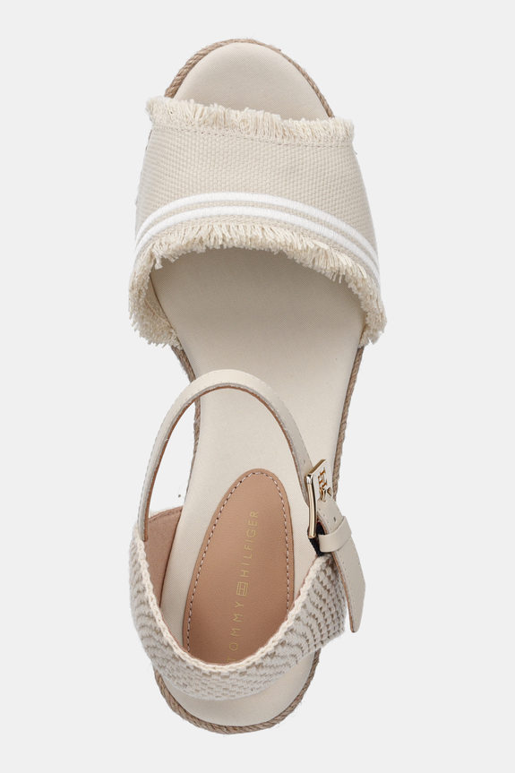 Sandály Tommy Hilfiger FRINGE CANVAS MEDIUM WEDGE béžová FW0FW08879