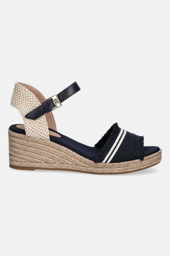 Sandály Tommy Hilfiger FRINGE CANVAS MEDIUM WEDGE FW0FW08879 námořnická modř AW25