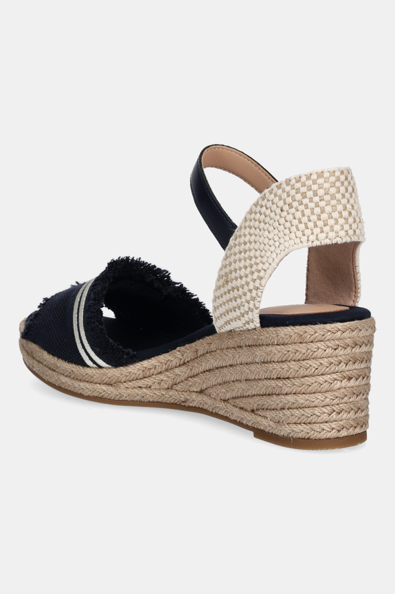 Boty Sandály Tommy Hilfiger FRINGE CANVAS MEDIUM WEDGE FW0FW08879 námořnická modř