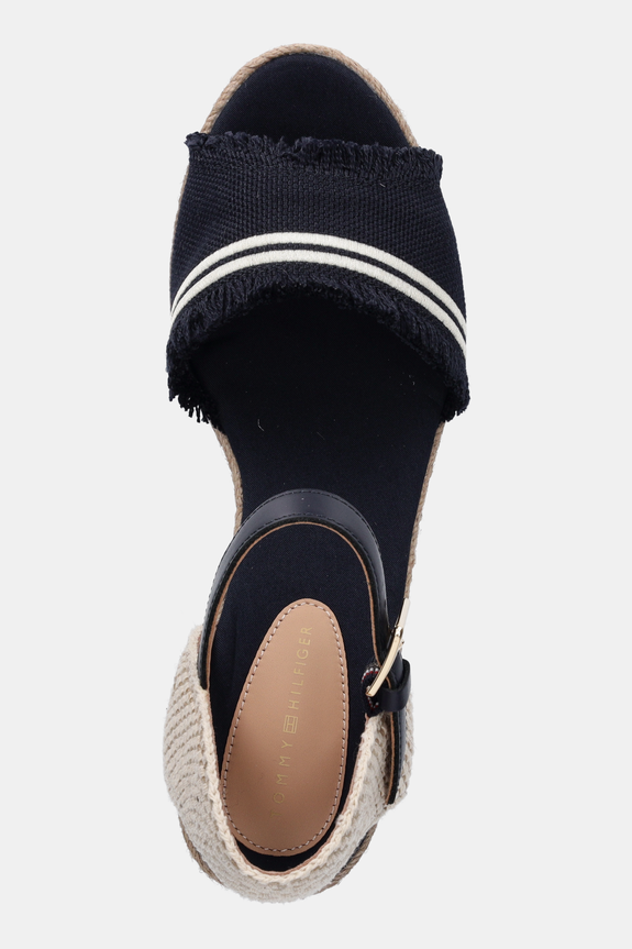 Sandály Tommy Hilfiger FRINGE CANVAS MEDIUM WEDGE námořnická modř FW0FW08879