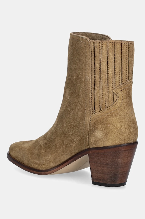 Încălțăminte Tommy Hilfiger cizme din piele întoarsă WESTERN MID HEEL SUEDE CHELSEA FW0FW08888 maro
