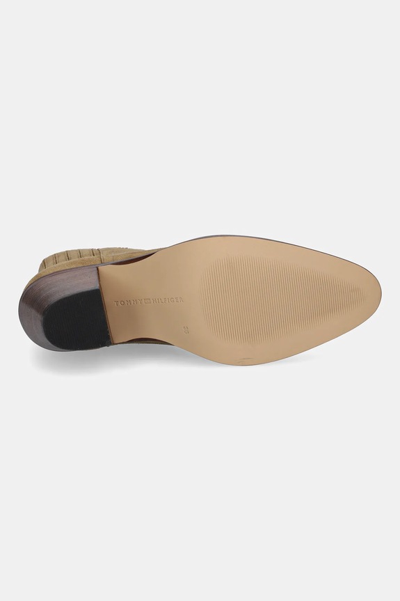 Tommy Hilfiger cizme din piele întoarsă WESTERN MID HEEL SUEDE CHELSEA FW0FW08888 maro