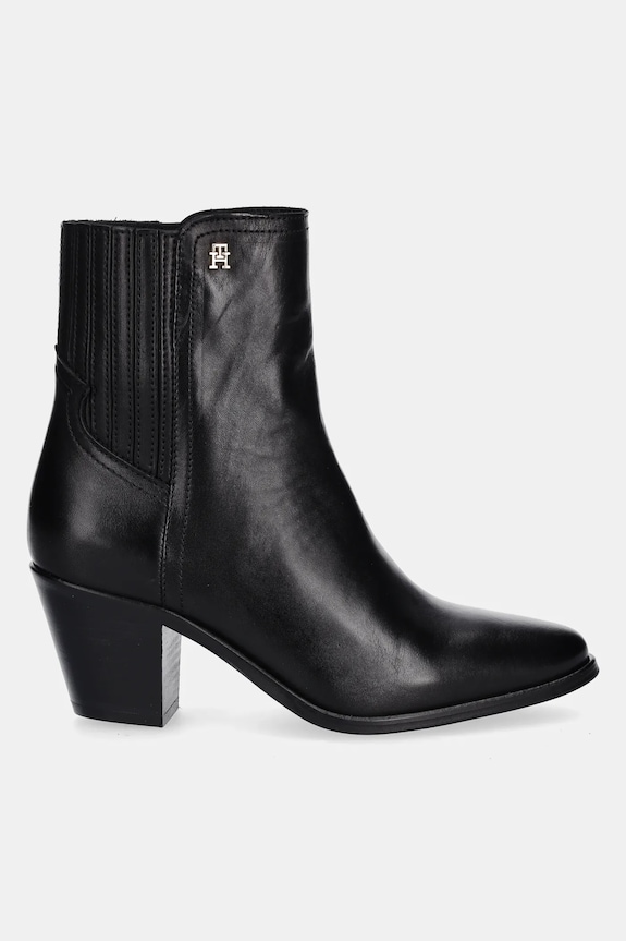 Kožené topánky chelsea Tommy Hilfiger WESTERN MID HEEL LEATHER CHELSEA FW0FW08890 čierna AW25