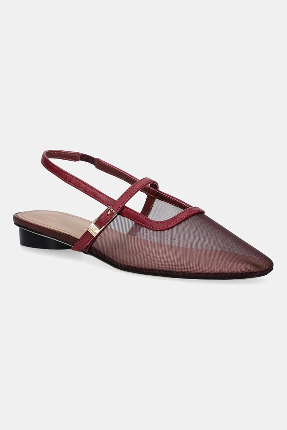 Tommy Hilfiger baleriny MESH ROUND HEEL BALLERINA tekstylny bordowy FW0FW08962