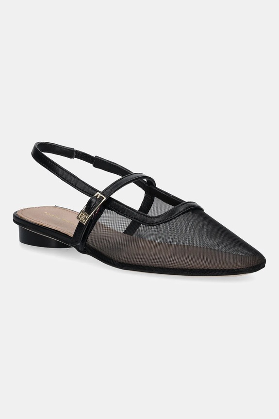 Tommy Hilfiger balerina MESH ROUND HEEL BALLERINA nappa bőr fekete FW0FW08962