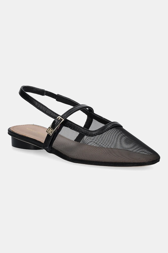 Tommy Hilfiger balerina MESH ROUND HEEL BALLERINA nappa bőr fekete FW0FW08962