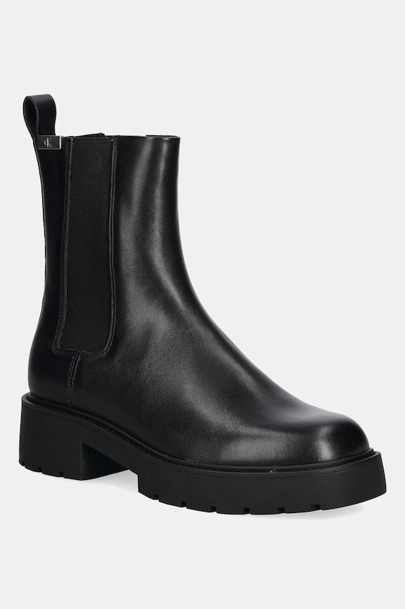 Kožené topánky chelsea Calvin Klein Jeans COMBAT MID CHELSEA BOOT HW LTH platforma čierna YW0YW01869