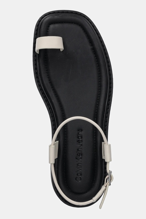 Σανδάλια Calvin Klein Jeans ROPE TOE POST SANDAL LTH MG μπεζ YW0YW01893