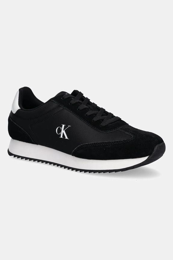Tenisky Calvin Klein Jeans RUNNER LACEUP MG NYLON MIX semišová koža čierna YW0YW01828