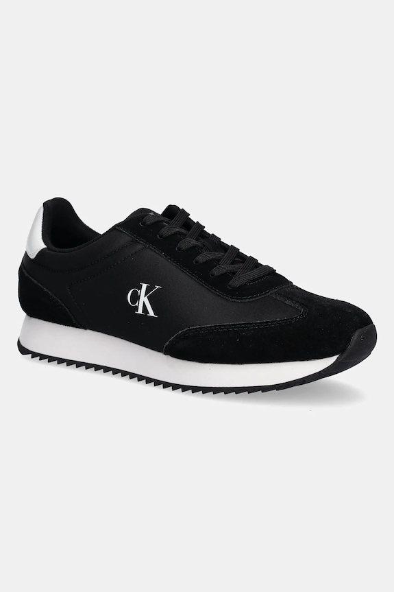 Tenisky Calvin Klein Jeans RUNNER LACEUP MG NYLON MIX semišová koža čierna YW0YW01828