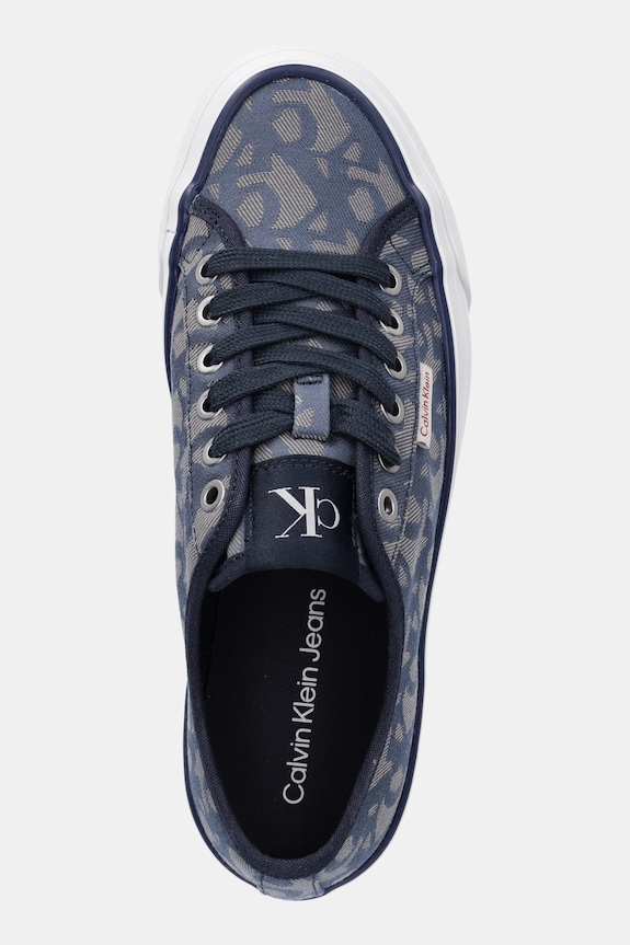 Tenisice Calvin Klein Jeans VULC FLATF JACQUARD AOP mornarsko plava YW0YW01965