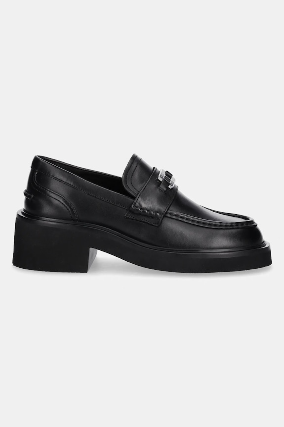 Tommy Jeans mocasini de piele TJW CHUNKY HEEL LOAFER EN0EN02789 negru AW25