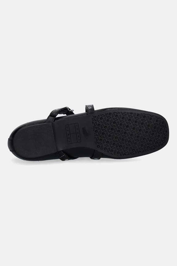 Tommy Jeans balerini de piele TJW LEATHER MARYJANE BALLERINA EN0EN02868 negru