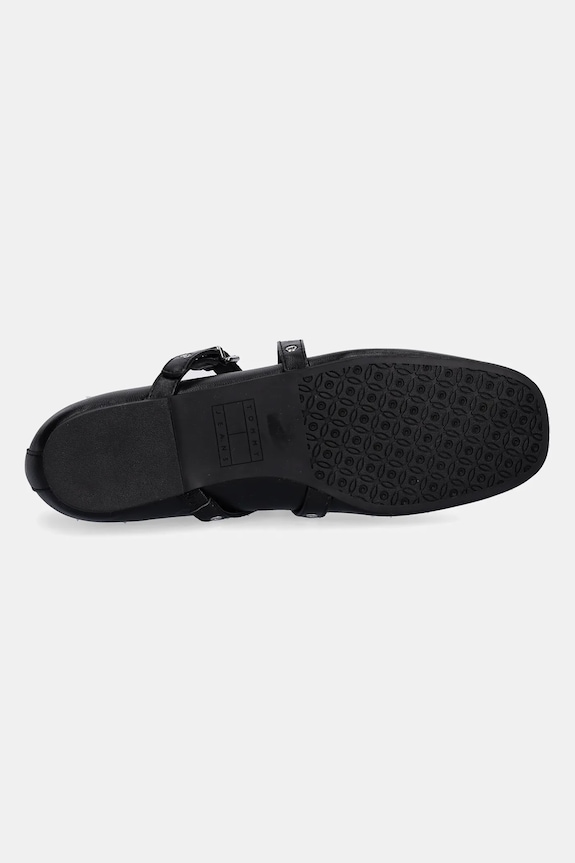 Tommy Jeans balerini de piele TJW LEATHER MARYJANE BALLERINA EN0EN02868 negru