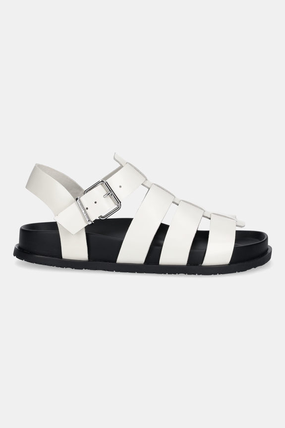 Tommy Jeans sandale de piele TJW FISHERMAN PATENT SANDAL EN0EN02874 alb AW25