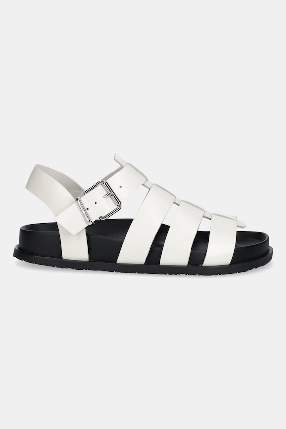 Tommy Jeans sandale de piele TJW FISHERMAN PATENT SANDAL EN0EN02874 alb AW25