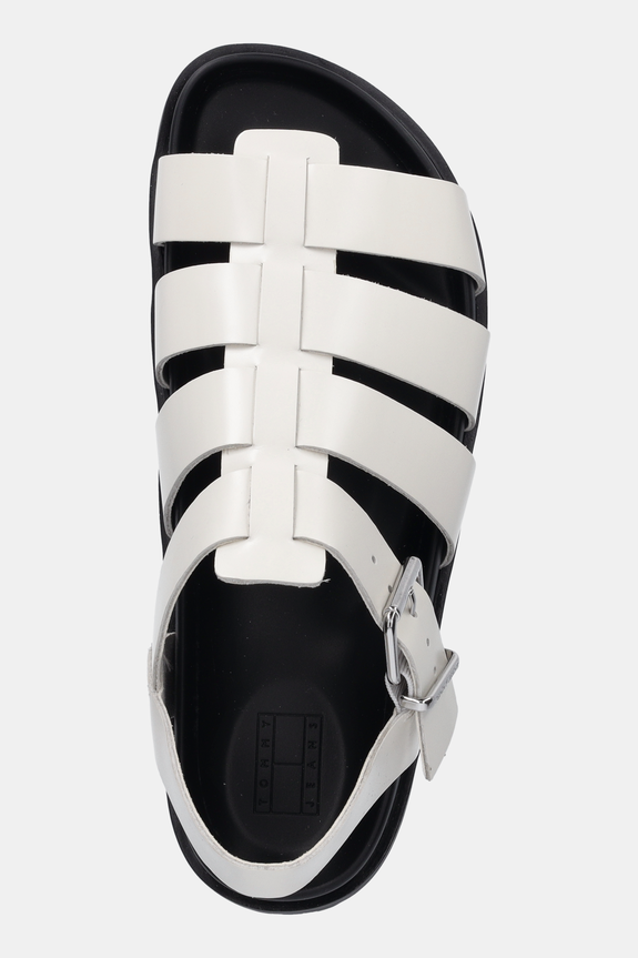 Tommy Jeans sandale de piele TJW FISHERMAN PATENT SANDAL alb EN0EN02874