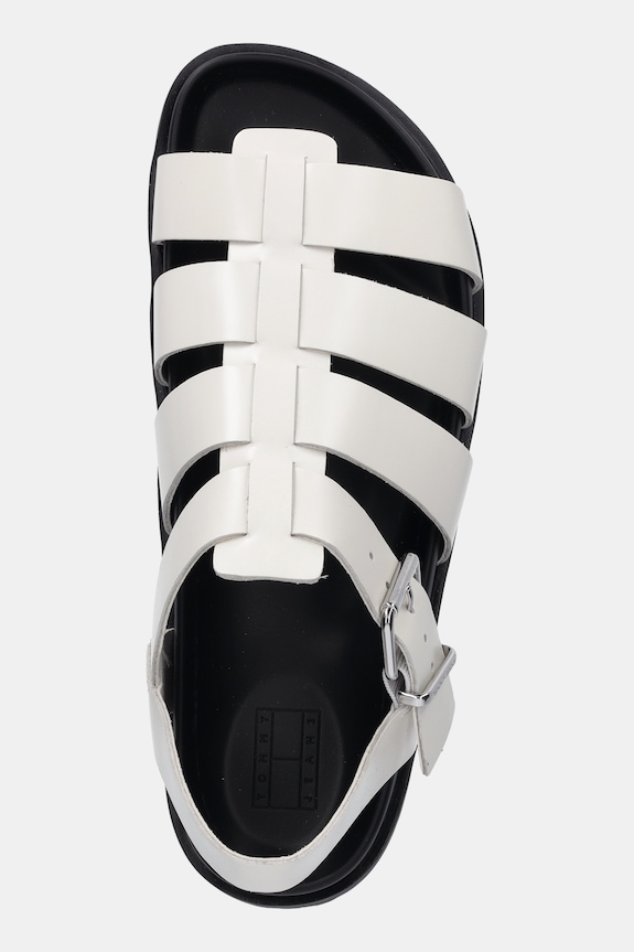 Tommy Jeans sandale de piele TJW FISHERMAN PATENT SANDAL alb EN0EN02874