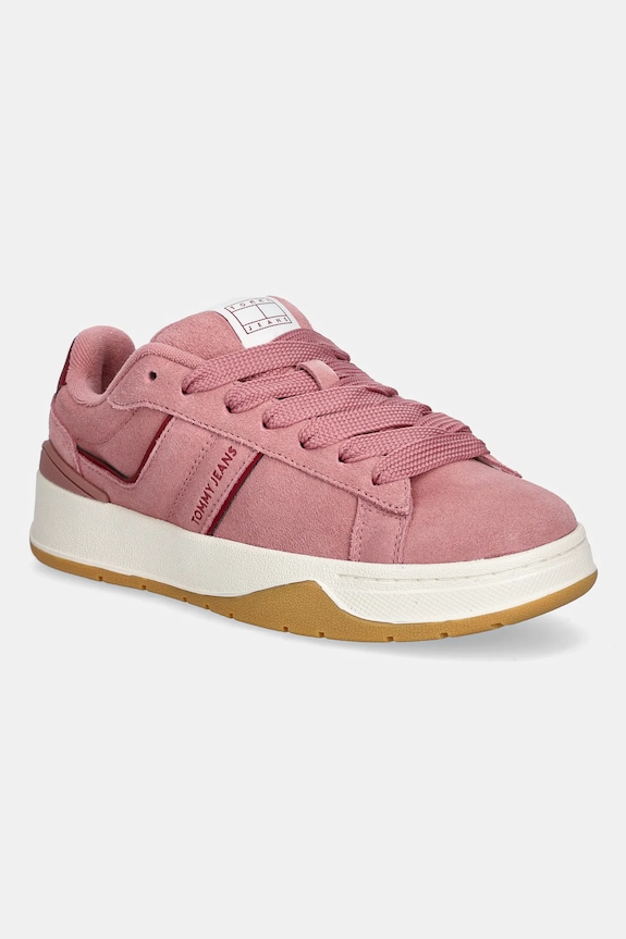 Σουέτ sneakers Tommy Jeans TJW SKATE SNEAKER φλατ ροζ EN0EN02808