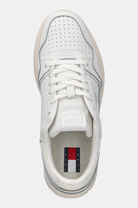 Kožené tenisky Tommy Jeans TJW RETRO BASKET FLATFORM biela EN0EN02840