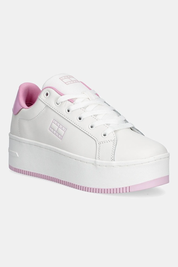 Kožne tenisice Tommy Jeans TJW FLATFORM PATENT SNEAKER platforma bijela EN0EN02864