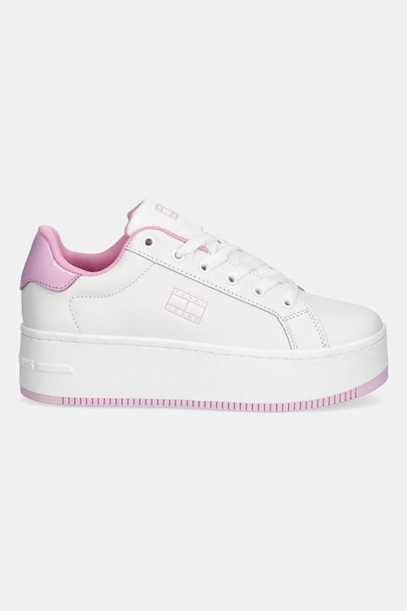 Kožne tenisice Tommy Jeans TJW FLATFORM PATENT SNEAKER EN0EN02864 bijela AW25