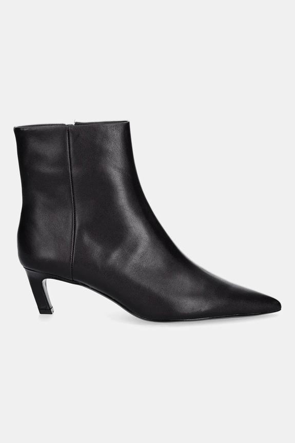 Calvin Klein botki skórzane ESS KITTEN HEEL ANKLE BOOT HW0HW02586 brązowy AW25