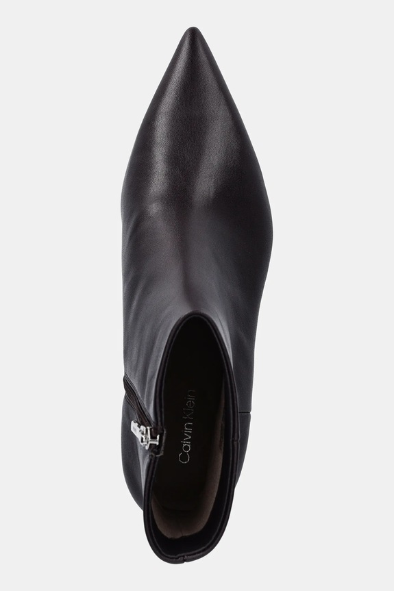 Calvin Klein botki skórzane ESS KITTEN HEEL ANKLE BOOT brązowy HW0HW02586