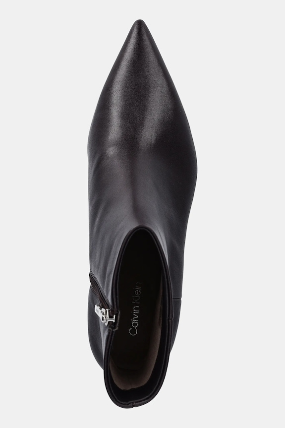 Calvin Klein botki skórzane ESS KITTEN HEEL ANKLE BOOT brązowy HW0HW02586