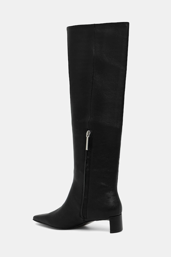 Încălțăminte Calvin Klein ghete de piele SET BACK KITTEN HEEL KNEE BOOT HW0HW02587 negru