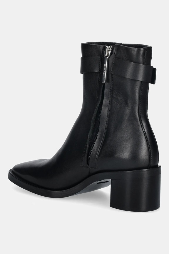 Obuv Kožené členkové topánky Calvin Klein BLOCK HEEL BOOT W/ METAL LOGO HW0HW02591 čierna