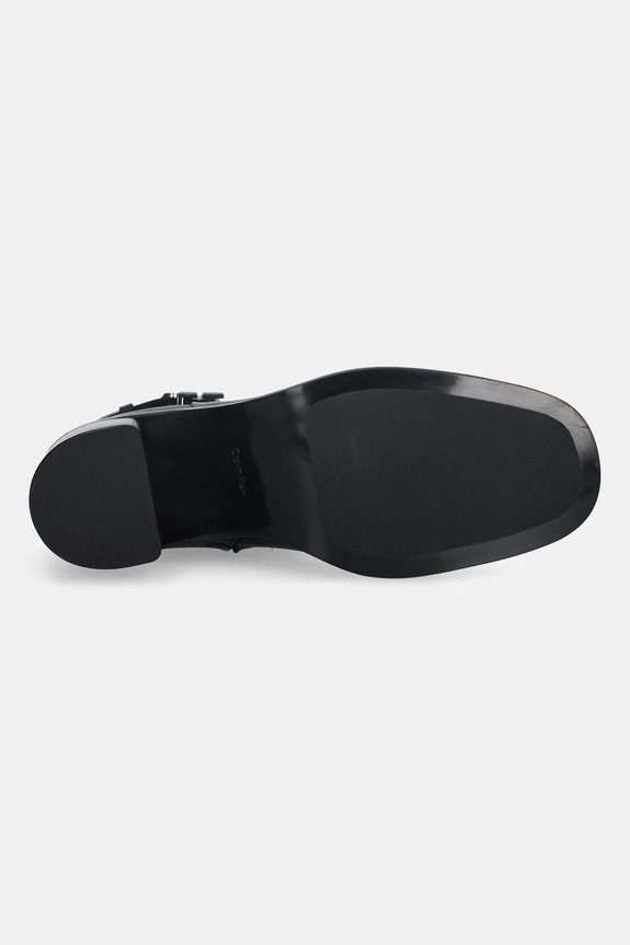 Kožené členkové topánky Calvin Klein BLOCK HEEL BOOT W/ METAL LOGO HW0HW02591 čierna