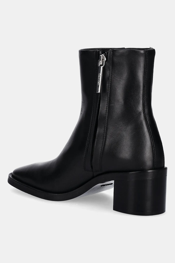 Boty Kožené kotníkové boty Calvin Klein BLOCK HEEL ZIP BOOT LTH HW0HW02593 černá