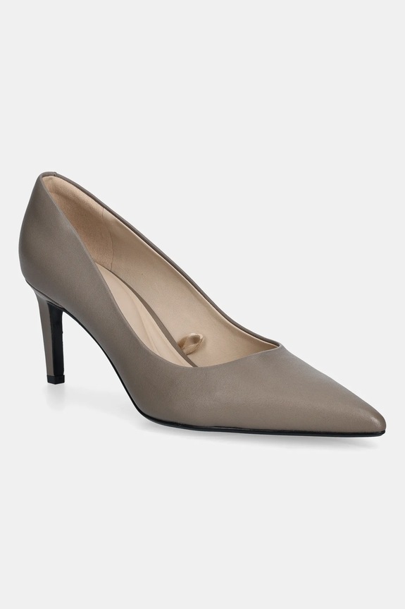 Кожени обувки с тънък ток Calvin Klein ESS STILETTO 70 гладка кожа кафяв HW0HW02607